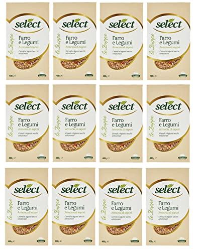 12x Select Le Zuppe Farro e Legumi Ausgewähltes Getreide und Ausgewählte Getrocknete Hülsenfrüchte 400g Packung von Italian Gourmet E.R.