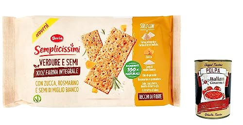 12x Semplicissimi Doria Crackers Zucca e Rosmarino e Semi di Miglio Bianco, Cracker Kürbis und Rosmarin und weiße Hirsesamen 280g + Italian Gourmet polpa 400g von Italian Gourmet E.R.