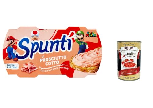 12x Simmenthal Spuntì al Prosciutto Cotto spalmabile, streichfähiges Produkt mit gekochtem Schinken Snack ( 2 x 84g ) + Italian Gourmet polpa 400g von Italian Gourmet E.R.