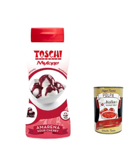 12x Toschi Topping Squeeze Amarena, Kirschen Topping Sauce für Kaffee, Cocktails, Eisbecher, Porridge, Pfannkuchen und Gebäck 200gr + Italian Gourmet polpa 400g 12x Toschi Topping Squeeze Amarena, Kirschen Topping Sauce für Kaffee, Cocktails, Eisbecher, Porridge, Pfannkuchen und Gebäck 200gr + Italian Gourmet polpa 400g von Italian Gourmet E.R.