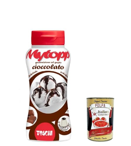 12x Toschi Topping Squeeze Cioccolato, Schokolade Topping Sauce für Kaffee, Cocktails, Eisbecher, Porridge, Pfannkuchen und Gebäck 200gr + Italian Gourmet polpa 400g von Italian Gourmet E.R.