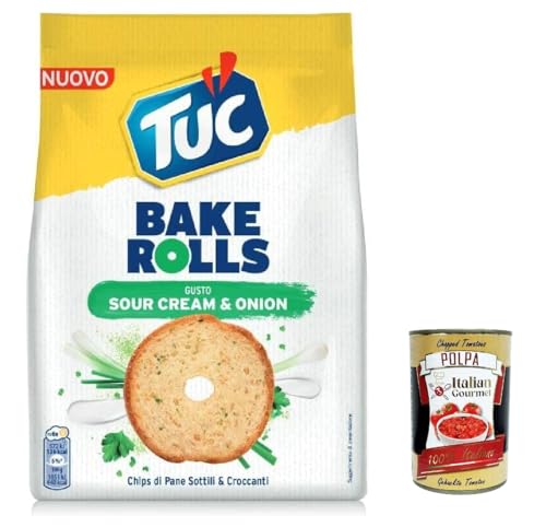 12x Tuc Bake Rolls, dünne und knusprige Brotchips mit Sauerrahm- und Zwiebelgeschmack 150 g + Italian gourmet polpa 400g von Italian Gourmet E.R.