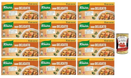 12x knorr Delicato dado brodo Suppenwürfel Brühe sanft 10 pz, Nachhaltige Gemüsebrühe, glutenfrei, Laktose und Konservierungsmittel, für Suppen und gegrilltes Fleisch + Italian Gourmet polpa 400g 12x knorr Delicato dado brodo Suppenwürfel Brühe sanft 10 pz, Nachhaltige Gemüsebrühe, glutenfrei, Laktose und Konservierungsmittel, für Suppen und gegrilltes Fleisch + Italian Gourmet polpa 400g von Italian Gourmet E.R.