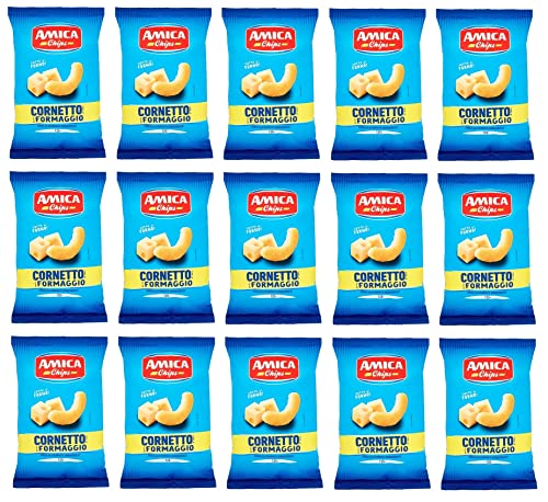 15x Amica Chips Cornetto al Formaggio Mais-Snacks mit Käsegeschmack Salziger Snack 125g Beutel 15x Amica Chips Cornetto al Formaggio Mais-Snacks mit Käsegeschmack Salziger Snack 125g Beutel von Italian Gourmet E.R.