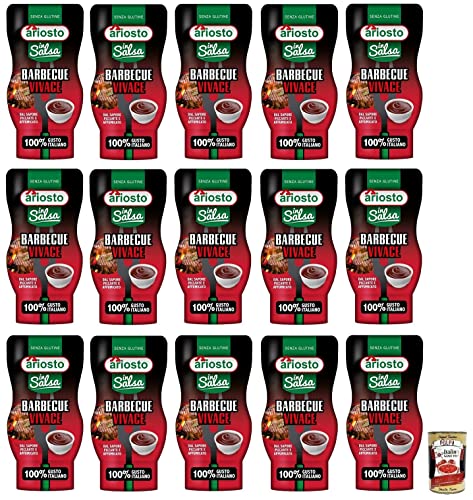 15x Ariosto Salsa Barbecue Vivace,BBQ-Sauce, glutenfrei,mit einem würzigen und rauchigen Geschmack,100% italienischer Tomaten,315-g-Squeeze Flasche + Italian Gourmet Polpa di Pomodoro 400g Dose 15x Ariosto Salsa Barbecue Vivace,BBQ-Sauce, glutenfrei,mit einem würzigen und rauchigen Geschmack,100% italienischer Tomaten,315-g-Squeeze Flasche + Italian Gourmet Polpa di Pomodoro 400g Dose von Italian Gourmet E.R.
