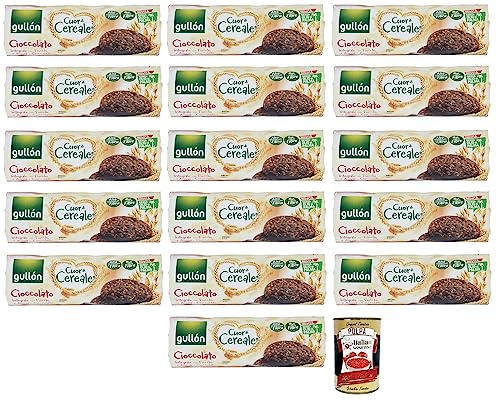 16x Gullón Cuor di Cereale Cioccolato Kekse,Vollkornkekse mit Schokolade und Haferflocken,Packung mit 280g + Italian Gourmet Polpa di Pomodoro 400g Dose von Italian Gourmet E.R.