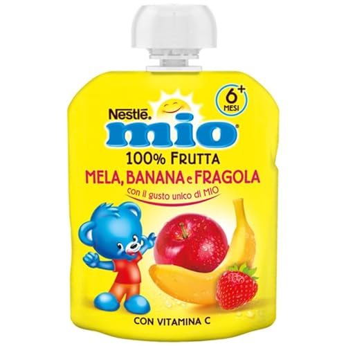 16x NESTLÉ MIO Snack 100 % Frucht Banane, Apfel und Erdbeere zum Auspressen, Beutel 90 ml+ Italian Gourmet polpa 400g von Italian Gourmet E.R.