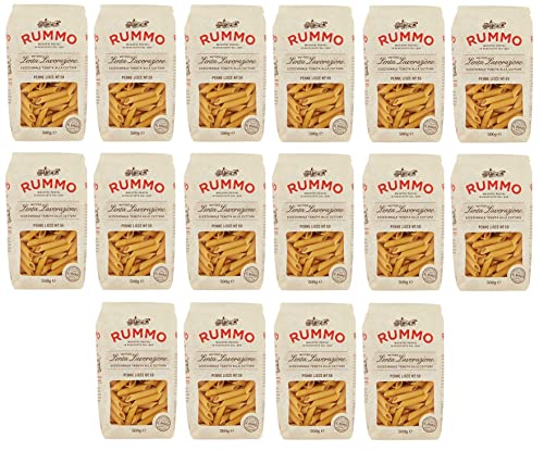 16x Rummo Pasta Penne Lisce n°59 Teigwaren aus Hartweizengrieß Bronzepaste 500g Packung von Italian Gourmet E.R.