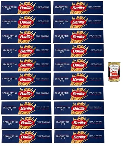 20x Barilla Spaghettini n° 3, Pasta 100% italienisch Nudeln aus Hartweizengrieß 500g Packung + Italian Gourmet Polpa di Pomodoro 400g Dose von Italian Gourmet E.R.