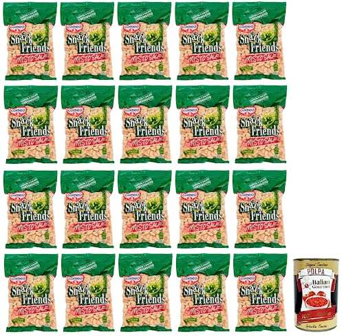 20x Cameo Snack Friends Misto Salato,Geröstete und Gesalzene Mischung aus Erdnüssen, Cashewnüssen, Haselnüssen und Mandeln,Vakuumverpackungen 250g + Italian Gourmet Polpa di Pomodoro 400g Dose von Italian Gourmet E.R.