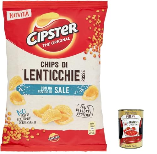 20x Cipster di Lenticchie Rosse al sale, rote Linsenchips Mit Salz, Ikonische Form und knuspriger Geschmack, 80g + Italian Gourmet polpa 400g 20x Cipster di Lenticchie Rosse al sale, rote Linsenchips Mit Salz, Ikonische Form und knuspriger Geschmack, 80g + Italian Gourmet polpa 400g von Italian Gourmet E.R.