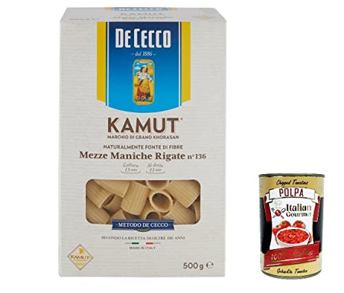 20x De Cecco nudeln Pasta Mezze maniche rigate N. 136 Kamut Marke von Khorasan-Weizen 500g + Italian Gourmet polpa 400g von Italian Gourmet E.R.