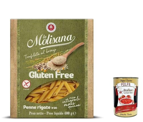 20x La Molisana, Penne Rigate n. 20 Senza glutine, Gluten frei Pasta mit voller Reis, Mais und Quinoa, gluten free, 400 g + Italian Gourmet polpa 400g von Italian Gourmet E.R.