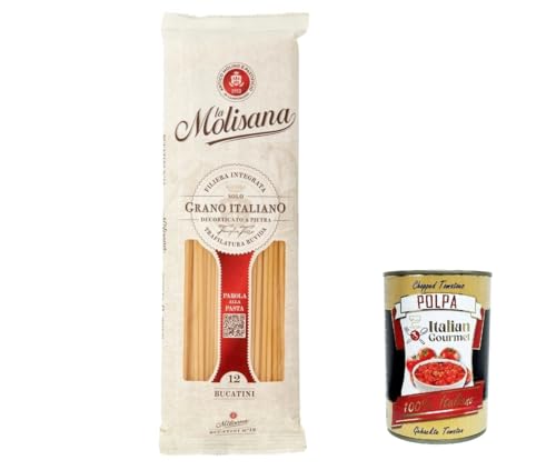 20x La Molisana Bucatini N. 12 Pasta Lenta Lavorazione Teigwaren aus Hartweizengrieß Bronze-Zeichnung 500g + Italian Gourmet Polpa 400g von Italian Gourmet E.R.