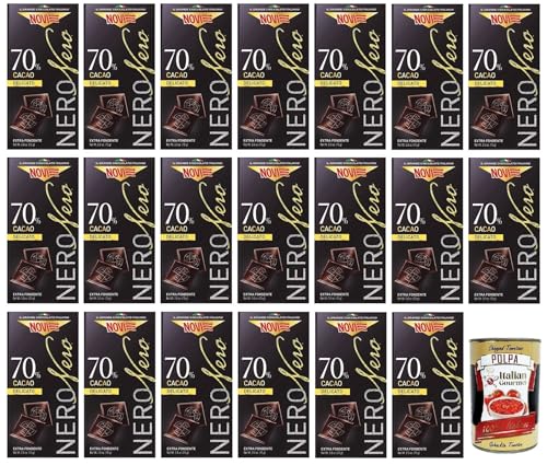 20x Novi Nero Delicato Extra Dunkle Schokolade,70% Zarter Kakao,75g + Italian Gourmet Polpa di Pomodoro 400g Dose von Italian Gourmet E.R.