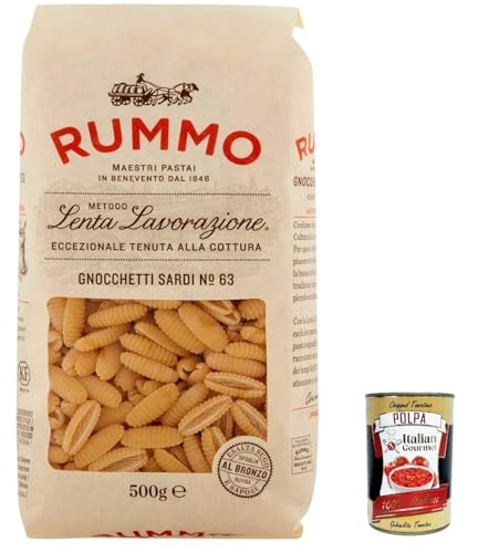 20x Rummo Gnocchetti Sardi N°63 Pasta Lenta Lavorazione Teigwaren aus Hartweizengrieß Bronze-Zeichnung 500g + Italian Gourmet polpa 400g von Italian Gourmet E.R.