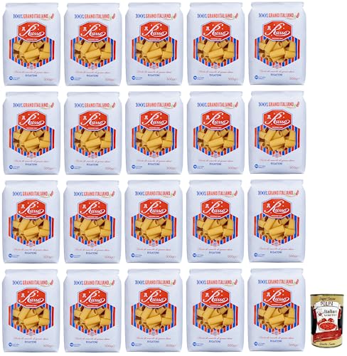 20x Russo Rigatoni N°126 Hartweizengrieß Pasta,100% Italienischer Weizen,500g-Packung + Italian Gourmet Polpa di Pomodoro 400g Dose von Italian Gourmet E.R.