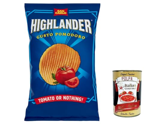 20x San Carlo Highlander Tomato or nothing Patatine Kartoffelchips Tomaten Chips 50g + Italian Gourmet polpa 400g von Italian Gourmet E.R.