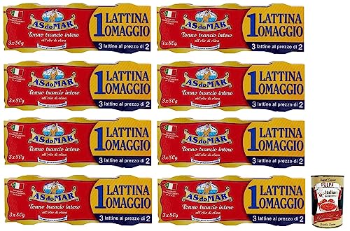 24x AS do MAR Tonno Trancio Intero all'Olio di Oliva,Ganzes Scheibe Thunfisch in Olivenöl,außergewöhnliche Kompaktheit,80g Dose + Italian Gourmet Polpa di Pomodoro 400g Dose 24x AS do MAR Tonno Trancio Intero all'Olio di Oliva,Ganzes Scheibe Thunfisch in Olivenöl,außergewöhnliche Kompaktheit,80g Dose + Italian Gourmet Polpa di Pomodoro 400g Dose von Italian Gourmet E.R.