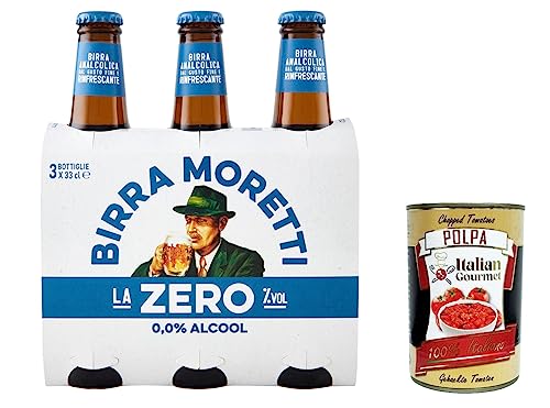 24x BIRRA MORETTI alkoholfrei Flaschen Bier 0% Alk. 0,33l Flasche+ Italian Gourmet polpa 400g von Italian Gourmet E.R.