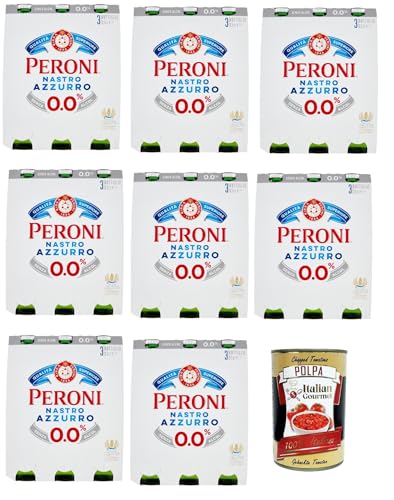 24x BIRRA Peroni Nastro azzurro zero alkoholfrei Flaschen Bier 0% Alk. 0,33l Flasche + Italian Gourmet polpa 400g von Italian Gourmet E.R.