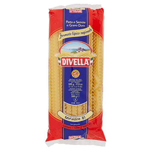 24x Divella Mafaldine N. 81 Hartweizengrieß Pasta Italienische Nudeln 500g Packung + Italian Gourmet Polpa di Pomodoro 400g Dose von Italian Gourmet E.R.