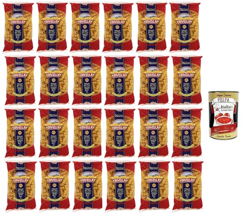 24x Divella Mezzi Rigatoni N. 18 Hartweizengrieß Pasta Italienische Nudeln 500g Packung + Italian Gourmet Polpa di Pomodoro 400g Dose von Italian Gourmet E.R.