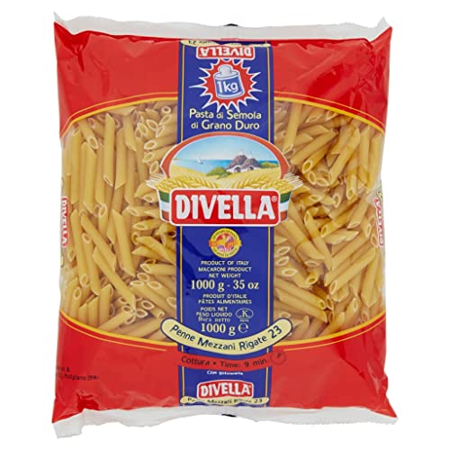 24x Divella Penne Mezzani Rigate N. 23 Hartweizengrieß Pasta Italienische Nudeln 500g Packung + Italian Gourmet Polpa di Pomodoro 400g Dose von Italian Gourmet E.R.