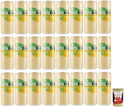 24x FUZE TEA Eistee,Zitrone Schwarzer Tee mit einer Zitronengras Note,Erfrischungsgetränk,Alkoholfrei,Einwegdose 330ml + Italian Gourmet Polpa di Pomodoro 400g Dose von Italian Gourmet E.R.