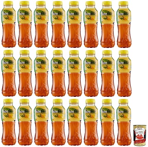 24x FUZE TEA Limone Eistee, Zitrone Schwarzer Tee mit einer Zitronengras Note,Erfrischungsgetränk,Alkoholfrei,Einweg-PET-Flasche 400ml + Italian Gourmet Polpa di Pomodoro 400g Dose von Italian Gourmet E.R.