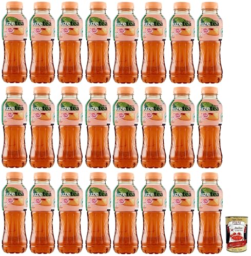 24x FUZE TEA Pesca,Schwarzer Tee Pfirsich- und Rosen Eistee,Erfrischungsgetränk,Alkoholfrei,Einweg-PET-Flasche 400ml + Italian Gourmet Polpa di Pomodoro 400g Dose von Italian Gourmet E.R.