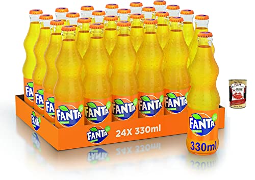 24x Fanta Aranciata Erfrischendes Getränk,Kohlensäurehaltiges Getränk mit Orangensaft,Einweg-Glasflasche 33cl + Italian Gourmet Polpa di Pomodoro 400g Dose von Italian Gourmet E.R.