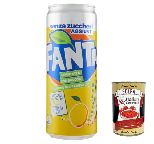 24x Fanta Lemon zero IGP sleek 330ml soft drink Zitrone Null Zuckerzusatz 330ml + Italian Gourmet polpa 400g von Italian Gourmet E.R.