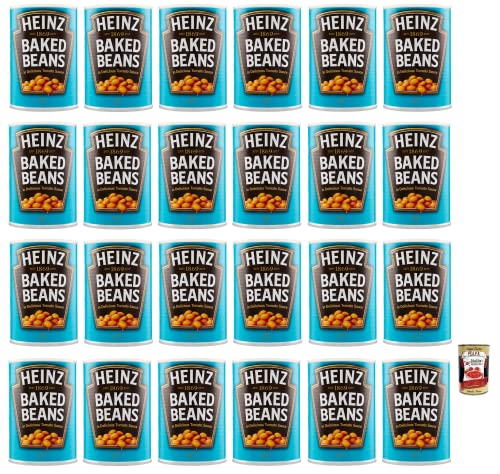 24x Heinz Baked Beans Weiße Bohnen in Tomatensauce,reich an Ballaststoffen, reich an Eiweiß und wenig Fett,415g Dose + Italian Gourmet Polpa di Pomodoro 400g Dose 24x Heinz Baked Beans Weiße Bohnen in Tomatensauce,reich an Ballaststoffen, reich an Eiweiß und wenig Fett,415g Dose + Italian Gourmet Polpa di Pomodoro 400g Dose von Italian Gourmet E.R.