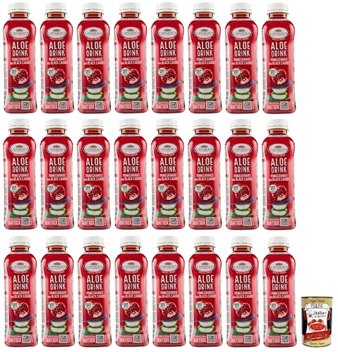 24x L' Angelica Health Drink Null Zucker Aloe Drink, Getränk auf Basis von Schwarze Karotte und Granatapfel,Einweg-PET-Flasche 500ml + Italian Gourmet Polpa di Pomodoro 400g Dose von Italian Gourmet E.R.