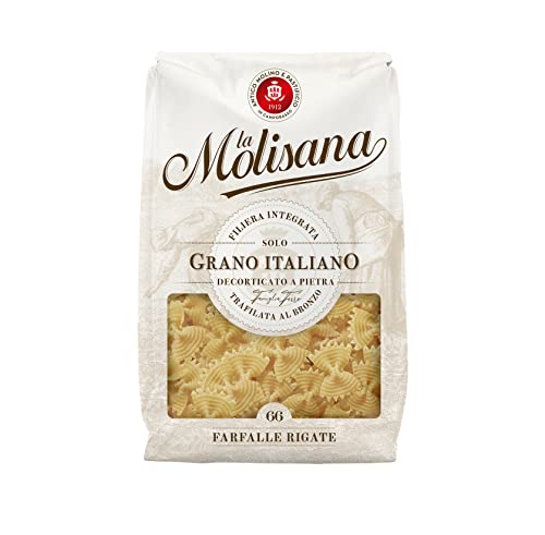 24x La Molisana Farfalle Rigate N. 66 Pasta Lenta Lavorazione Teigwaren aus Hartweizengrieß Bronze-Zeichnung 500g + 2x Italian Gourmet Polpa von La Molisana