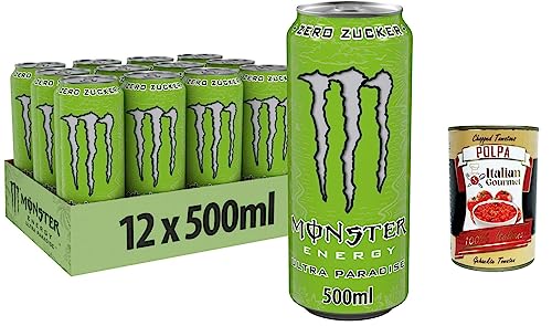 24x Monster Energy Ultra Paradise - koffeinhaltiger Energy Drink mit Kombination aus Apfel, Kiwi und Gurke - ohne Zucker und ohne Kalorien 500ml + Italian Gourmet polpa 400g von Italian Gourmet E.R.