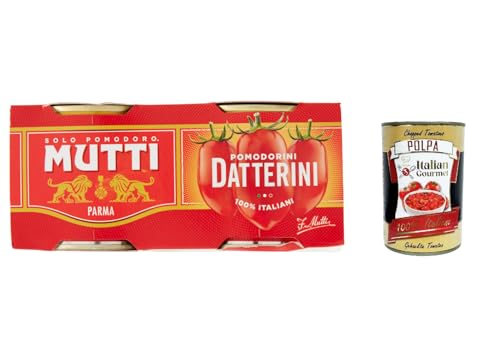 24x Mutti Pomodori Datterini, date tomatoes, Datterini Tomaten sauce 100% Italienisch 400g (2x200g) + Italian Gourmet polpa 400g von Italian Gourmet E.R.