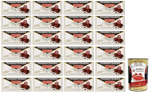 24x Novi Fondentenero,Intensive Extra Dunkle Schokolade,72% Kakao,100g + Italian Gourmet Polpa di Pomodoro 400g Dose von Italian Gourmet E.R.