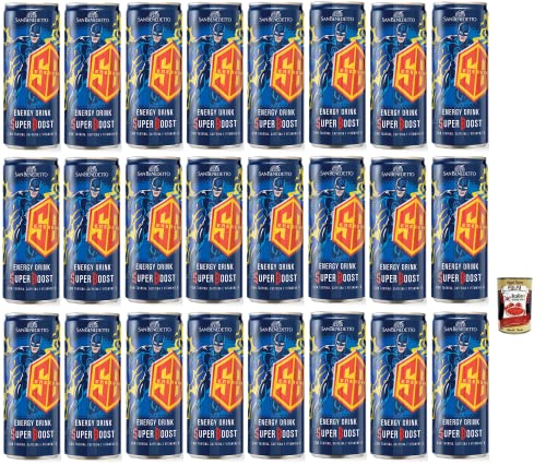 24x San Benedetto Energy Drink Super Boost,Energiegetränk mit Taurin, Koffein und B-Vitaminen,250ml Einwegdose + Italian Gourmet Polpa di Pomodoro 400g Dose von Italian Gourmet E.R.