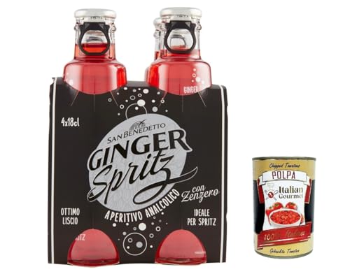 24x San Benedetto Ginger Spritz with Ginger 180 ml Aperitif without Alcohol Bitter + Italian Gourmet polpa 400g von Italian Gourmet E.R.