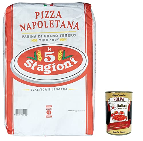 2x Pizza Mehl Le 5 Stagioni Napoletana 10 kg Sack - Weizenmehl Typ 00, Farina di grano tenero tipo "00" Italien + Italian Gourmet polpa 400g von Italian Gourmet E.R.