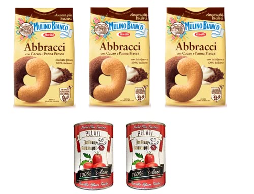 3 x Mulino Bianco Kekse Biscuits Abbracci 350g Italy cookies + Italian Gourmet 100% italienische geschälte Tomaten dosen 2x 400g von Italian Gourmet E.R.