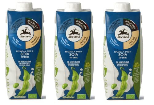 3x Alce Nero Bevanda Biologica Vegetale a Base di Soia Bio-Gemüse Getränk auf Sojabasis 500ml Erfrischendes Alkoholfreies Getränk von Italian Gourmet E.R.