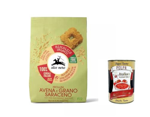 3x Alce Nero Biscotti Frollini Avena e Grano Saraceno, Braune Kekse Hafer und Buchweizen 250 g + Italian Gourmet polpa 400g von Italian Gourmet E.R.