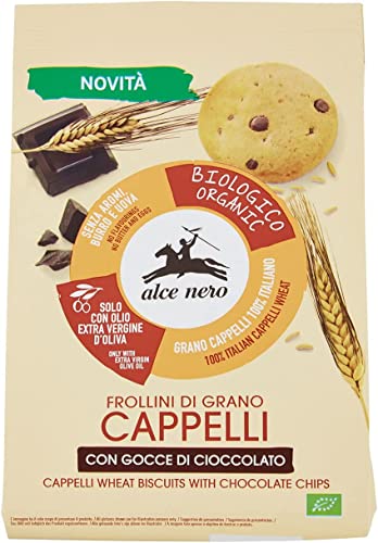 3x Alce Nero Frollini di grano Cappelli con gocce di cioccolato Bio-Weizenkekse mit dunkle Schokoladentropfen Kekse 250g von Italian Gourmet E.R.