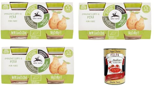 3x Alce Nero Omogeneizzato di Pera Birnenpüree 2 x 80 g + Italian Gourmet polpa 400g von Italian Gourmet E.R.