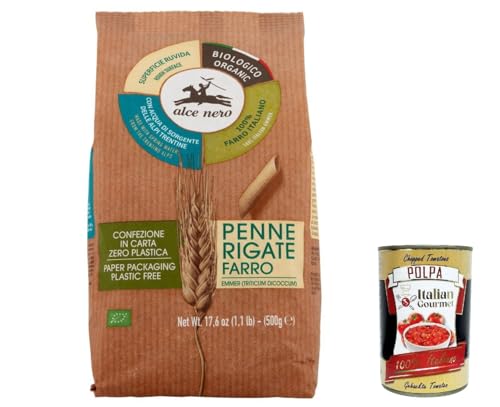 3x Alce Nero Penne rigate al farro, Penne rigate mit Emmer Wheat, 100% Vollkorn 500g + Italian Gourmet polpa 400g von Italian Gourmet E.R.