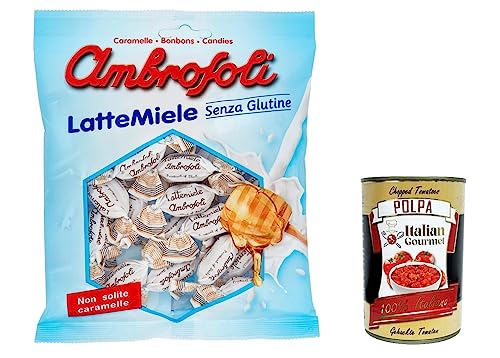 3x Ambrosoli Caramelle Latte e Miele, Milch- und Honigbonbons sweets, 135g + Italian Gourmet polpa 400g von Italian Gourmet E.R.