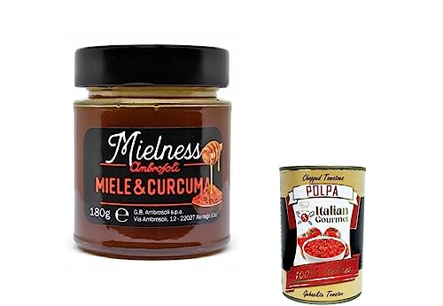 3x Ambrosoli Mielnsess Miele e Curcuma, Blumenhonig mit Kurkuma -Extrakt, 180g + italian Gourmet polpa 400g von Italian Gourmet E.R.